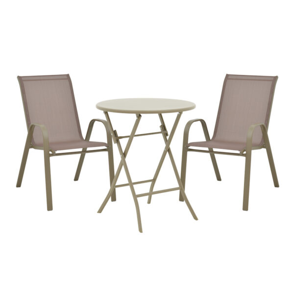 Τραπεζαρία Albero-Calan 3τεμ μέταλλο σε σαμπανιζέ απόχρωση Φ60x70εκ