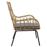 Σαλόνι Naoki-Mabil  σετ 3τεμ pe rattan σε φυσική απόχρωση με μαύρο μέταλλο