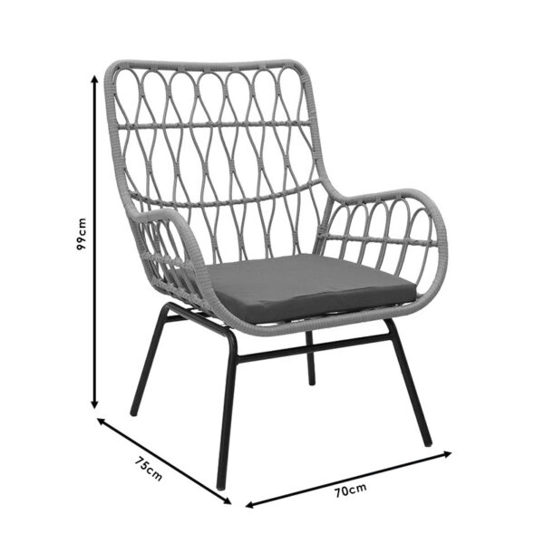 Σαλόνι Naoki-Mabil  σετ 3τεμ pe rattan σε φυσική απόχρωση με μαύρο μέταλλο