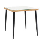 Τραπεζαρία Naoki σετ 3 τεμ  μέταλλο μαύρο-pe φυσικό-γυαλί 80x80x78εκ