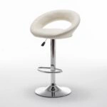 Σκαμπό Bar  FETT Με Πλάτη Πτυσσόμενο Μπεζ PU/Μέταλλο 54x49x81-103cm