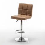 Σκαμπό Bar  DIN Με Πλάτη Πτυσσόμενο Cappuccino PVC/Μέταλλο 44x50x92-113cm