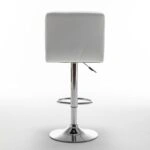 Σκαμπό Bar  DIN Με Πλάτη Πτυσσόμενο Λευκό PVC/Μέταλλο 44x50x92-113cm