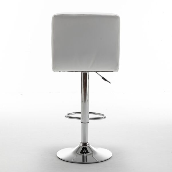 Σκαμπό Bar  DIN Με Πλάτη Πτυσσόμενο Λευκό PVC/Μέταλλο 44x50x92-113cm