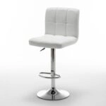 Σκαμπό Bar  DIN Με Πλάτη Πτυσσόμενο Λευκό PVC/Μέταλλο 44x50x92-113cm