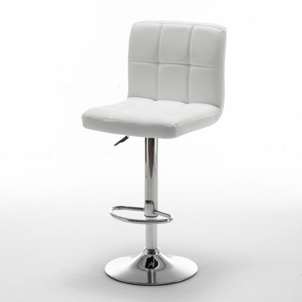 Σκαμπό Bar  DIN Με Πλάτη Πτυσσόμενο Λευκό PVC/Μέταλλο 44x50x92-113cm