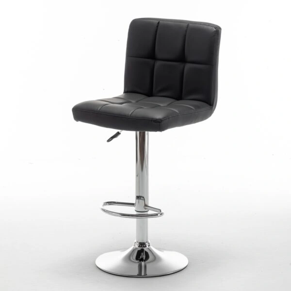 Σκαμπό Bar  DIN Με Πλάτη Πτυσσόμενο Μαύρο PVC/Μέταλλο 44x50x92-113cm