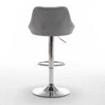 Σκαμπό Bar  JORDO Με Πλάτη Πτυσσόμενο Γκρι Βελούδο/Μέταλλο 46x46x83-105cm