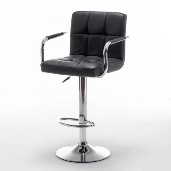 Σκαμπό Bar  RANCOR Με Πλάτη Πτυσσόμενο Μαύρο PVC/Μέταλλο 51x50x83-105cm