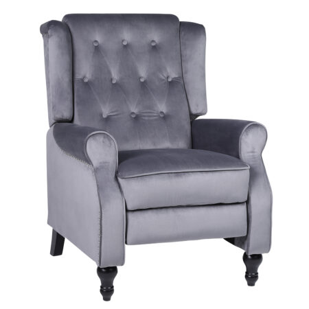 Πολυθρόνα Ανακλινόμενη ArteLibre ALNAIR Γκρι Βελούδο 78x85x104cm