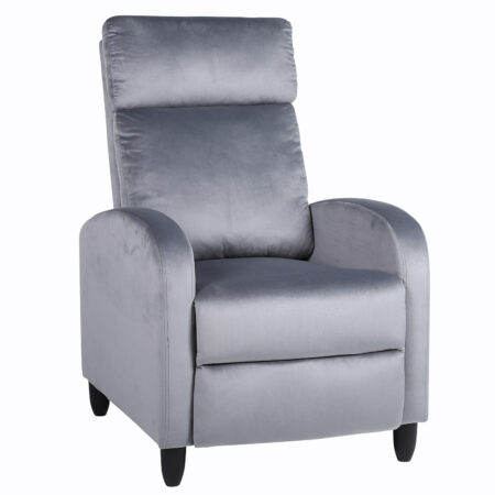 Πολυθρόνα Ανακλινόμενη ArteLibre ATRIA Γκρι Βελούδο 67.5x90x104cm