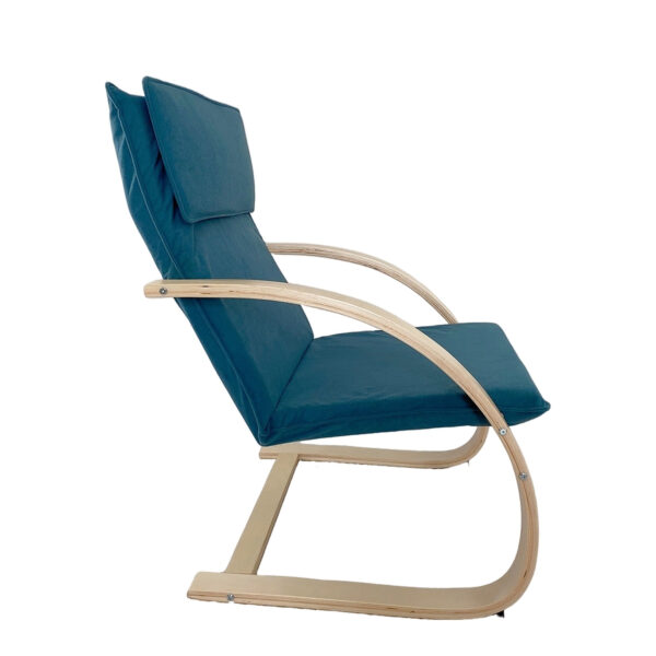 Πολυθρόνα ArteLibre VESNA Μπλε/Φυσικό Ύφασμα/Ξύλο 67x78x92cm