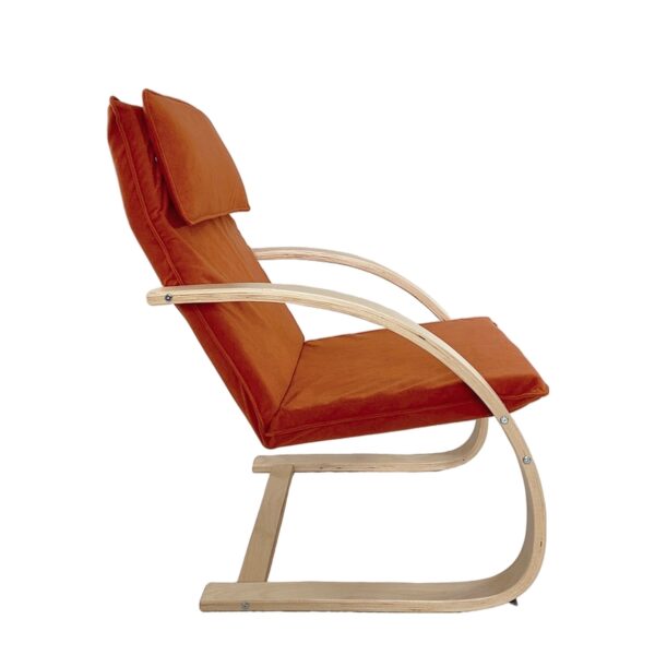 Πολυθρόνα ArteLibre VESNA Πορτοκαλί/Φυσικό Ύφασμα/Ξύλο 67x78x92cm