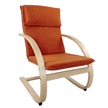 Πολυθρόνα ArteLibre VESNA Πορτοκαλί/Φυσικό Ύφασμα/Ξύλο 67x78x92cm