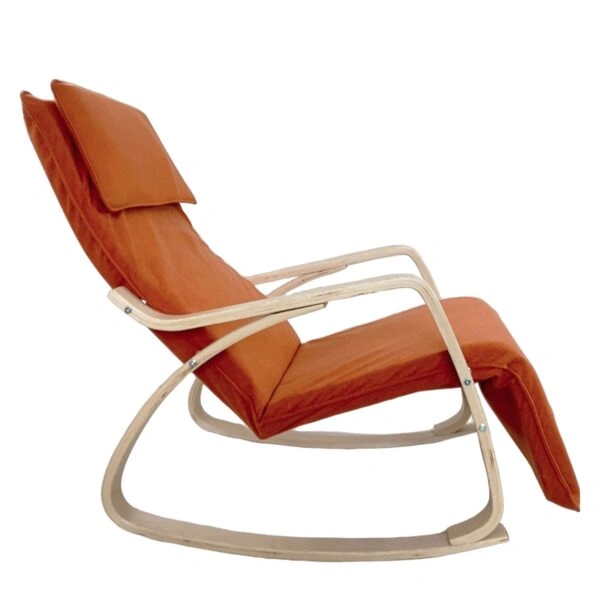 Πολυθρόνα Κουνιστή ArteLibre LUNDRA Πορτοκαλί/Φυσικό Ύφασμα/Ξύλο 67x127x91cm