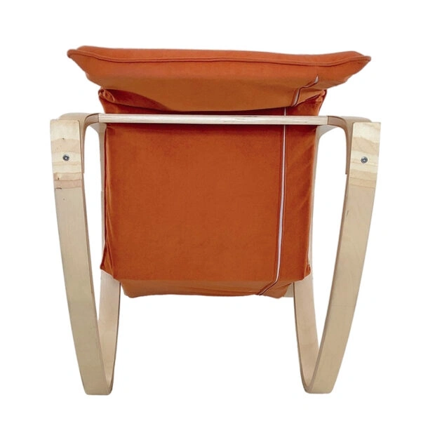 Πολυθρόνα Κουνιστή ArteLibre LUNDRA Πορτοκαλί/Φυσικό Ύφασμα/Ξύλο 67x127x91cm