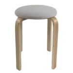 Σκαμπό ArteLibre MILOA Mπεζ/Φυσικό Ύφασμα/Ξύλο 42x42x45cm