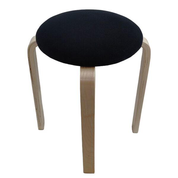 Σκαμπό ArteLibre MILOA Μαύρο/Φυσικό Ύφασμα/Ξύλο 42x42x45cm