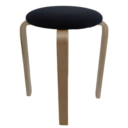 Σκαμπό ArteLibre MILOA Μαύρο/Φυσικό Ύφασμα/Ξύλο 42x42x45cm