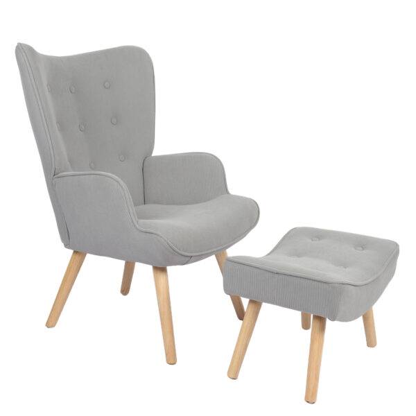 Πολυθρόνα AMARANTHUS Με Υποπόδιο Καφέ/Γκρι 98x70x77cm