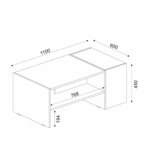 Τραπεζάκι Σαλονιού  LEROS Φυσικό/Ανθρακί Μοριοσανίδα/Μελαμίνη 110x60x45cm