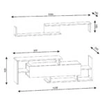 Σύνθετο Τηλεόρασης  DREAM Μαύρο Μοριοσανίδα/Μελαμίνη 154x25x170cm