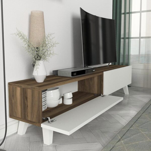 Έπιπλο Τηλεόρασης  SIRNA Λευκό/Καρυδί Μοριοσανίδα/Μελαμίνη 180x31x32cm