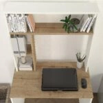 Γραφείο-Βιβλιοθήκη   ARAGO Λευκό/Φυσικό Μοριοσανίδα/Μελαμίνη 90x45x148cm