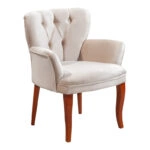 Πολυθρόνα Samara βελούδο μπεζ με καρυδί πόδια 54x71x79εκ