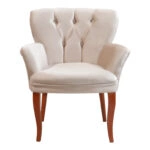 Πολυθρόνα Samara βελούδο μπεζ με καρυδί πόδια 54x71x79εκ