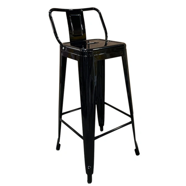 Σκαμπό Bar Βιομηχανικού Τύπου Vintage MOLERO Μαύρο Μέταλλο 43x43x94cm