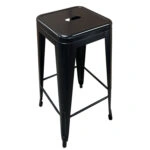 Σκαμπό Bar  Βιομηχανικού Τύπου Vintage SILANO Μαύρο Ματ Μέταλλο 42x42x76cm