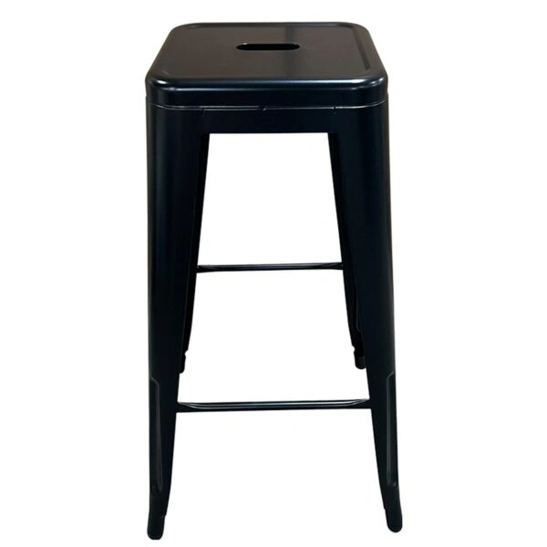 Σκαμπό Bar  Βιομηχανικού Τύπου Vintage SILANO Μαύρο Ματ Μέταλλο 42x42x76cm