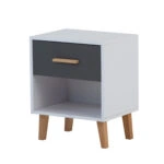 Κομοδίνο Timmy Λευκό-Γραφίτη-Γκρι 46.8x36x57.1cm