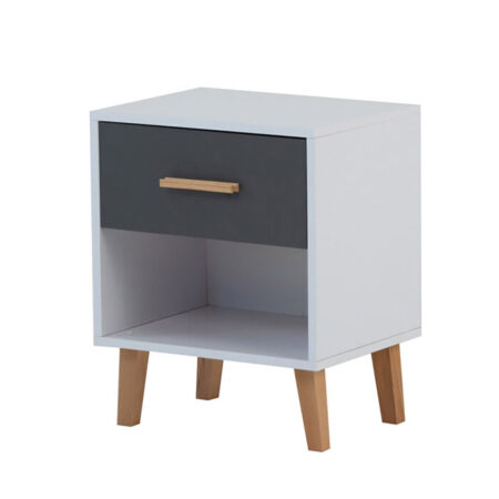 Κομοδίνο Timmy Λευκό-Γραφίτη-Γκρι 46.8x36x57.1cm