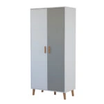 Ντουλάπα Timmy 2D Λευκό-Γραφίτη-Γκρι 90x50x199cm