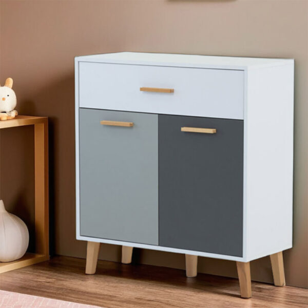 Κομότα Timmy Λευκό-Γραφίτη-Γκρι 84x36x92cm