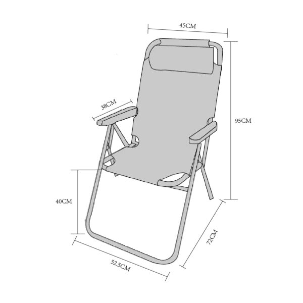 Καρέκλα Παραλίας Μέταλλο/Ύφασμα 65x57x108cm Σε Διάφορα Χρώματα