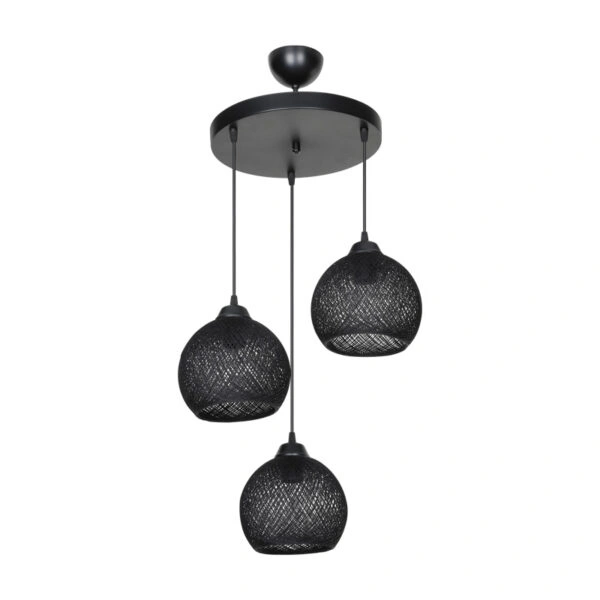 Φωτιστικό οροφής τρίφωτο PWL-0973 I  Ε27 μαύρο Φ35x18εκ