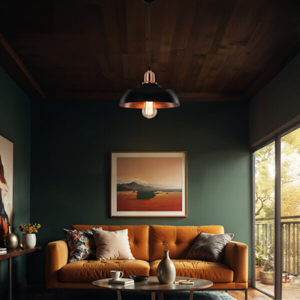 Φωτιστικό οροφής μονόφωτο Artisan pp E27 σε μαύρη-χάλκινη απόχρωση Φ25.5x17εκ