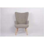 Πολυθρόνα  MARION Γκρι Ύφασμα Μπουκλέ/Ξύλο 73x69x96cm