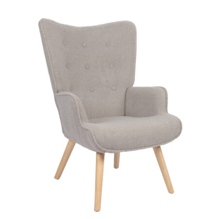 Πολυθρόνα  MARION Γκρι Ύφασμα Μπουκλέ/Ξύλο 73x69x96cm