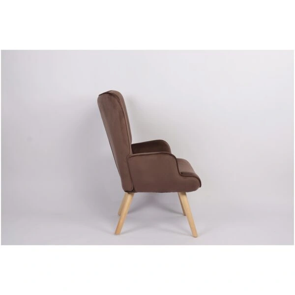 Πολυθρόνα  MARION Καφέ Βελούδο/Ξύλο 73x69x96cm