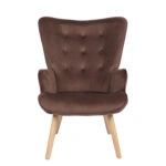 Πολυθρόνα  MARION Καφέ Βελούδο/Ξύλο 73x69x96cm