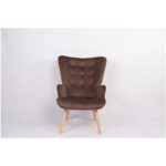 Πολυθρόνα  MARION Καφέ Βελούδο/Ξύλο 73x69x96cm