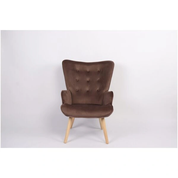 Πολυθρόνα  MARION Καφέ Βελούδο/Ξύλο 73x69x96cm