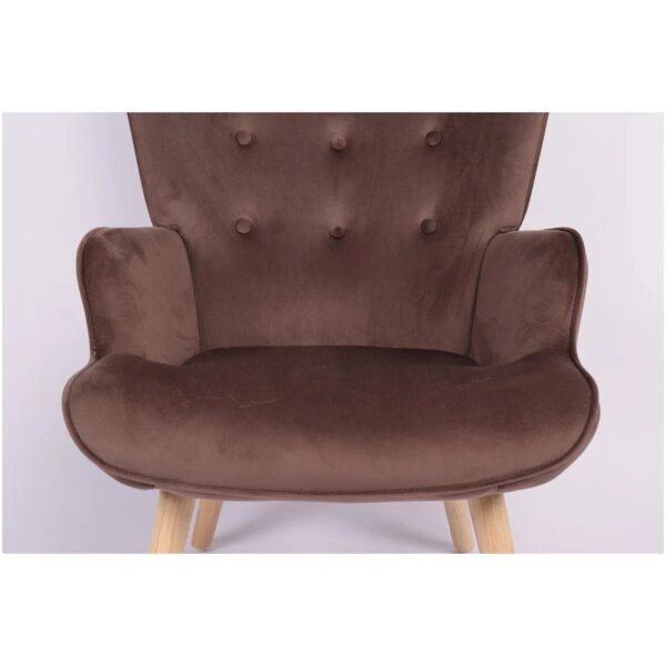 Πολυθρόνα  MARION Καφέ Βελούδο/Ξύλο 73x69x96cm