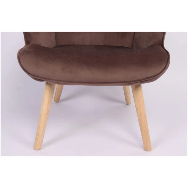 Πολυθρόνα  MARION Καφέ Βελούδο/Ξύλο 73x69x96cm