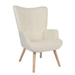 Πολυθρόνα MARION Λευκό Ύφασμα Μπουκλέ/Ξύλο 73x69x96cm