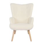 Πολυθρόνα MARION Λευκό Ύφασμα Μπουκλέ/Ξύλο 73x69x96cm